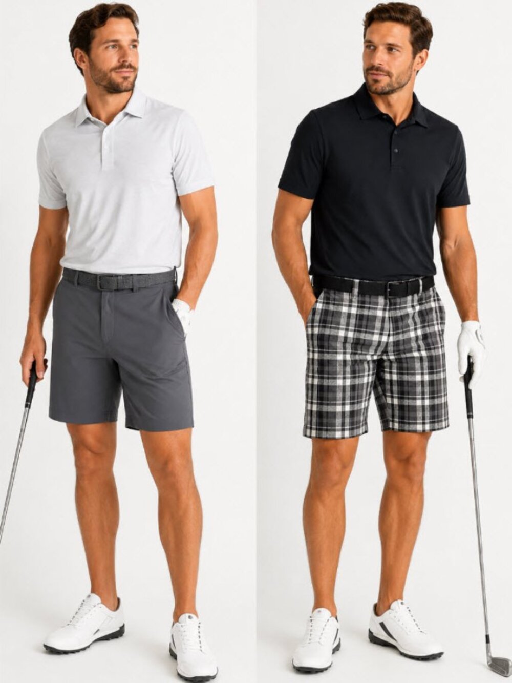 Bundle x 2 Lululemon Kahuna Golf Shorts Flat-Front Performance Slate Gray Plaid